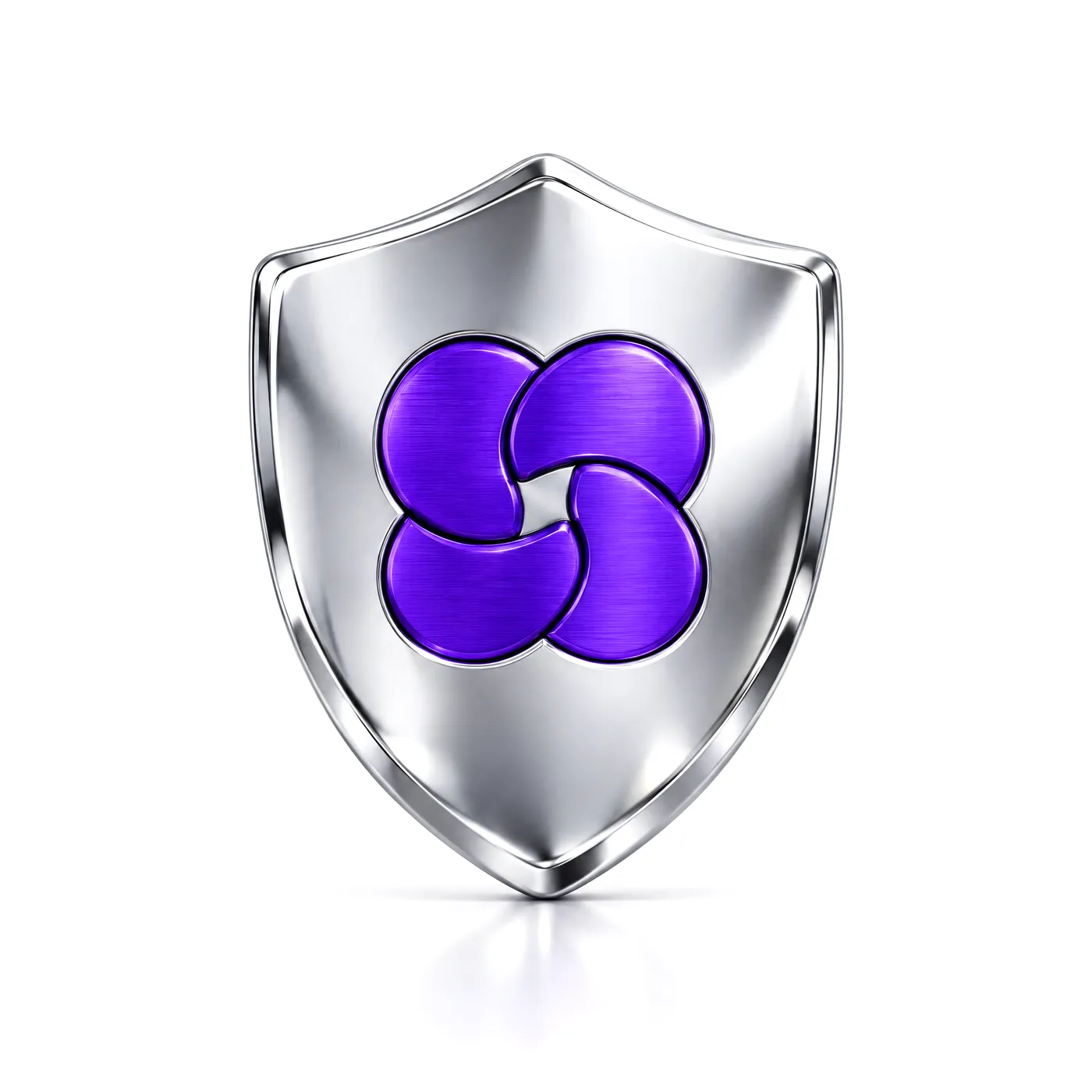 A metal shield with the violet Unique Capital logo mark